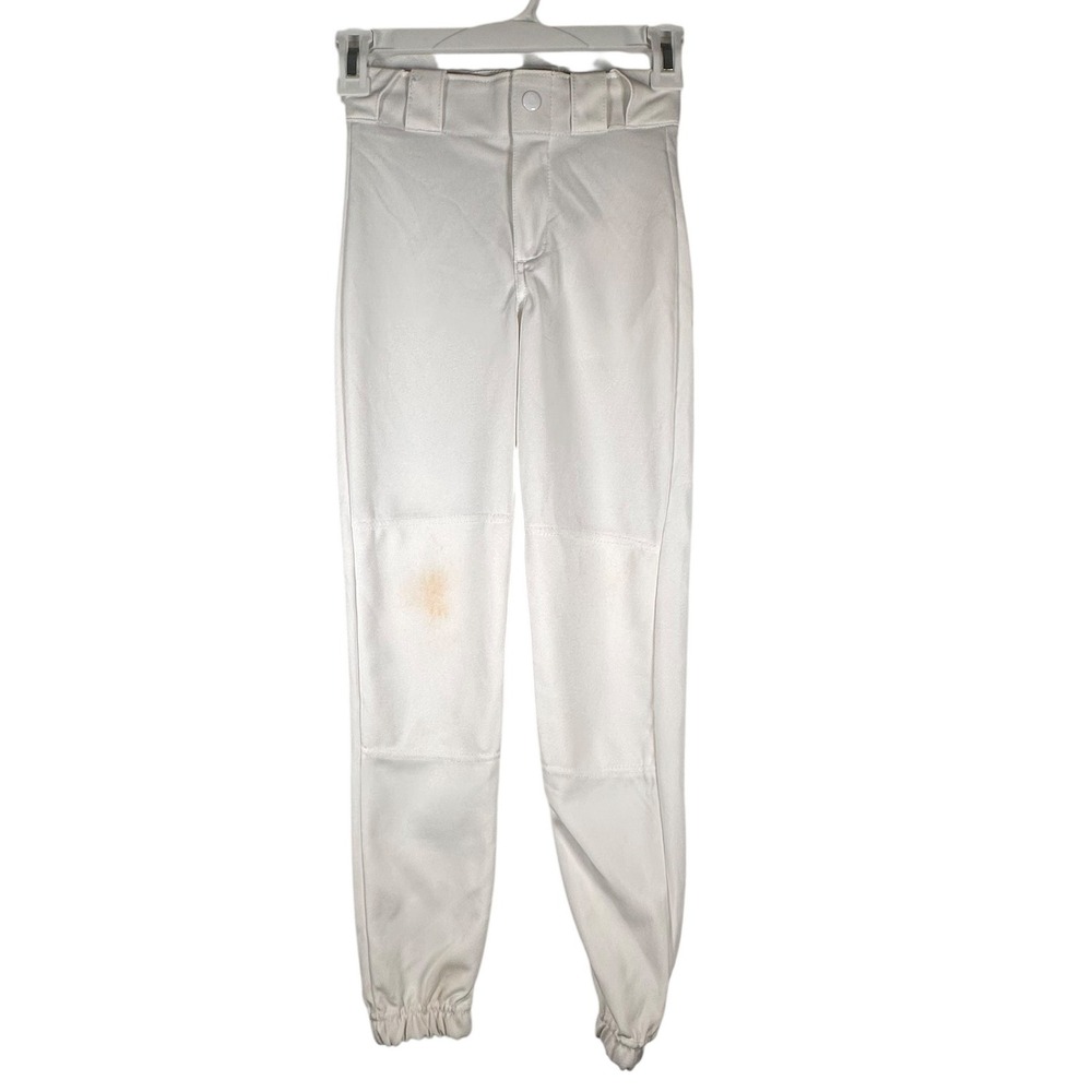 Russell Athletic Youth Small White Baseball Pants Double Knee Elastic Cuffs S - Picture 1 of 7